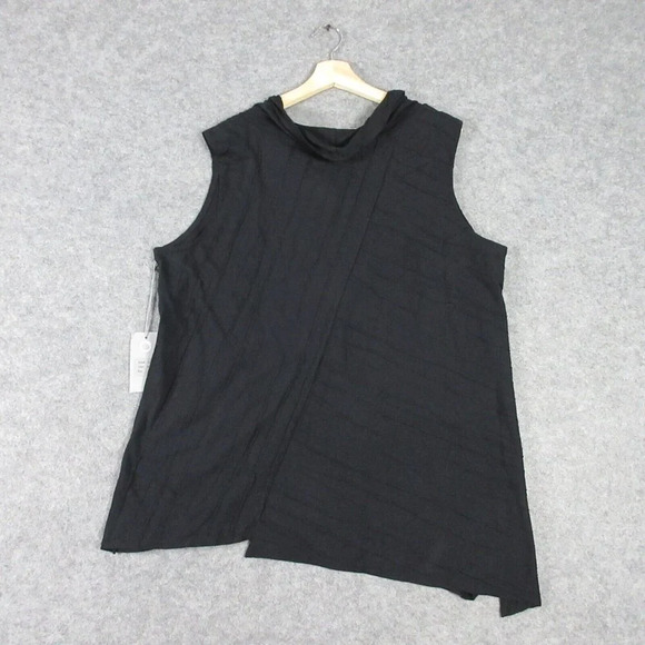 Habitat Women's Asymmetrical Cowl Neck Sleeveless Top Black Textured XL 202 - Picture 2 of 10